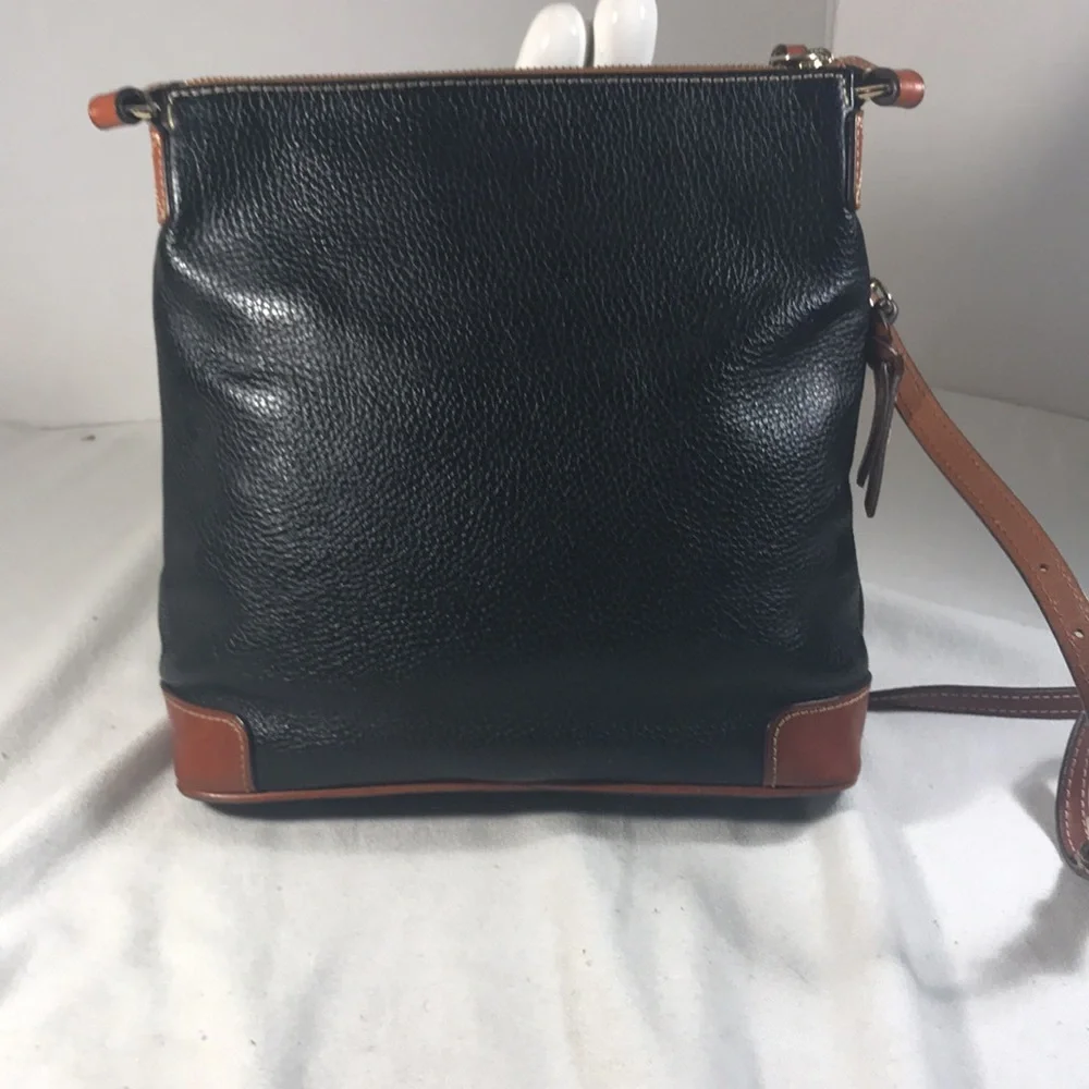 Dooney & Bourke Black and Brown Contrast Pebble Grain Leather Crossbody Bag